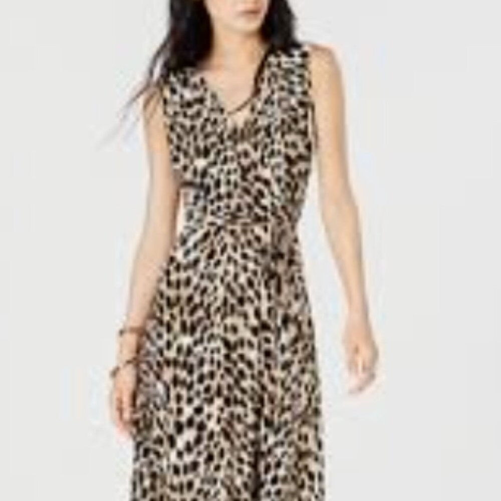 I.N.C. International Concepts leopard-print faux-wrap maxi dress M